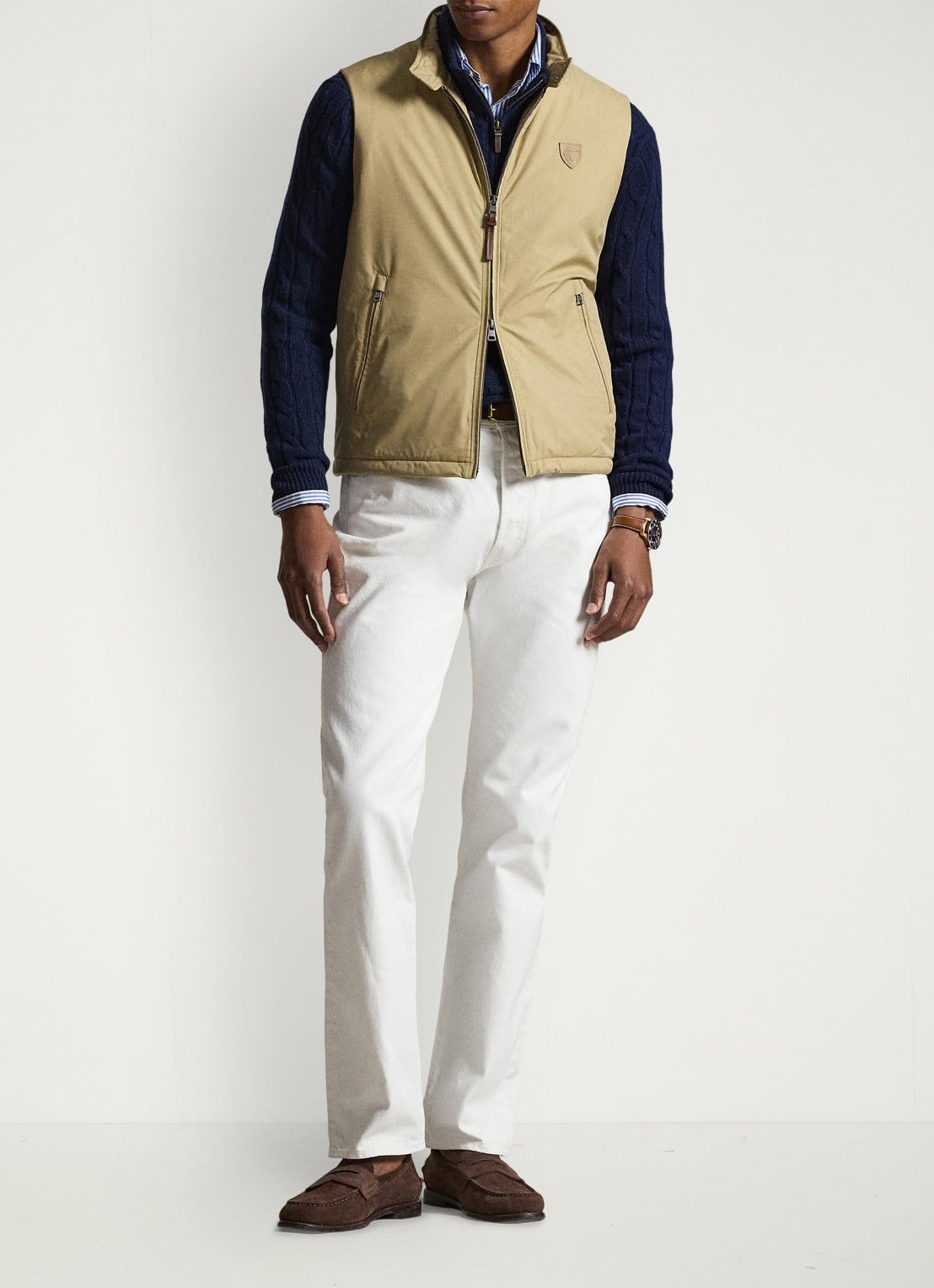 Ralph Lauren Bodywarmer met ritszakken - voorkant 4 rl khaki / khaki