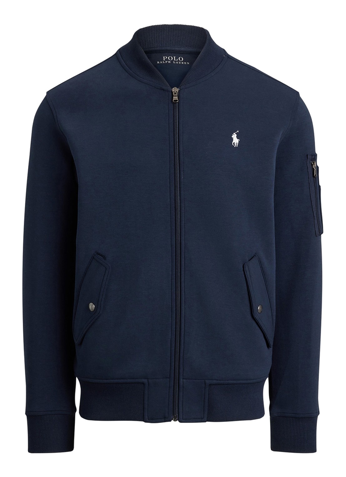 Ralph Lauren Bomberjack met klepzakken en logoborduring - voorkant 4 aviator navy / donkerblauw
