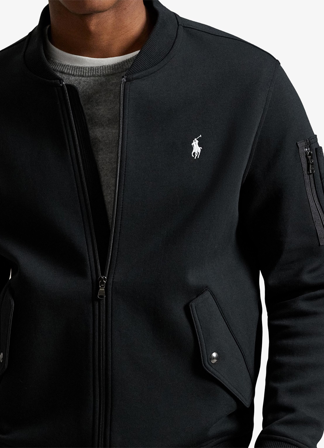 Ralph Lauren Bomberjack met klepzakken en logoborduring - detail 2 polo black / zwart