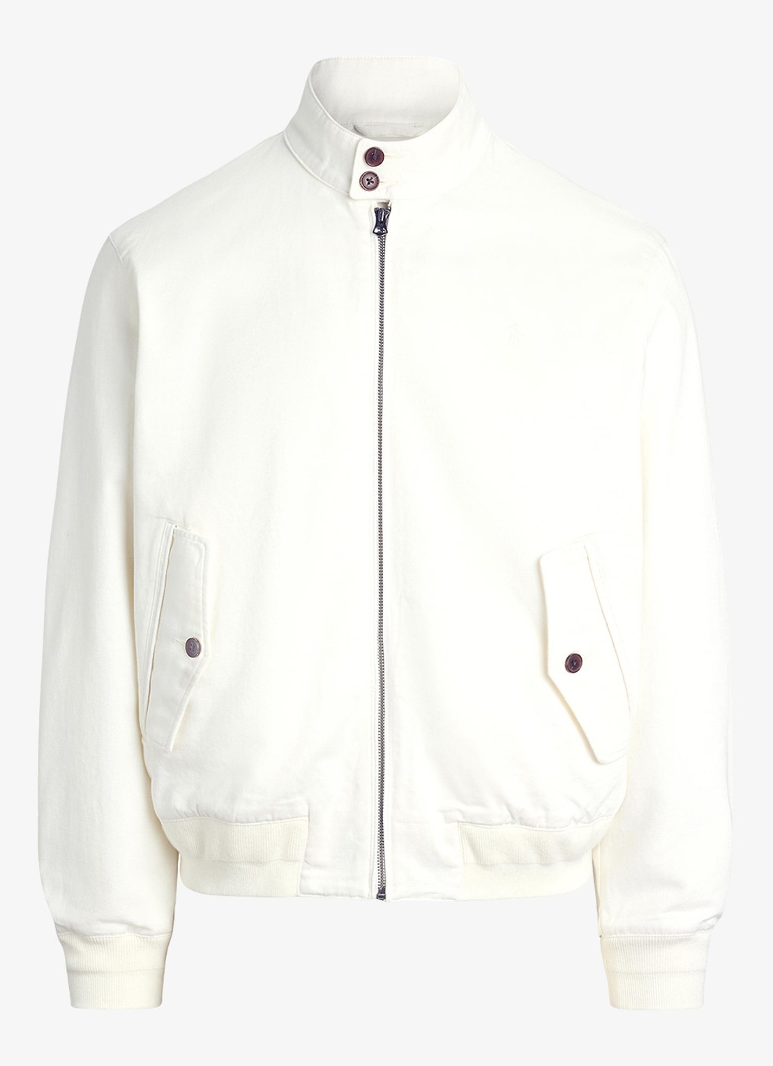 Ralph Lauren Bomberjack met logoborduring en klepzakken - voorkant deckwash white / wit