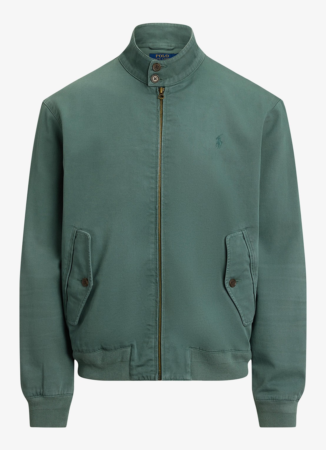 Ralph Lauren Bomberjack met logoborduring en klepzakken - voorkant 3 charter green / groen
