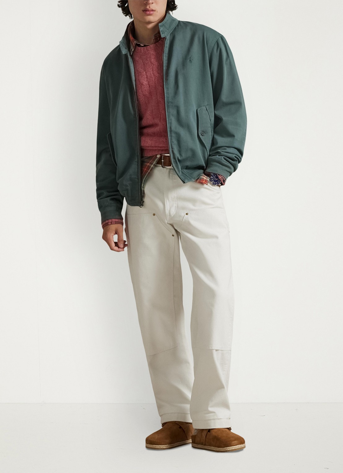 Ralph Lauren Bomberjack met logoborduring en klepzakken - voorkant 4 charter green / groen