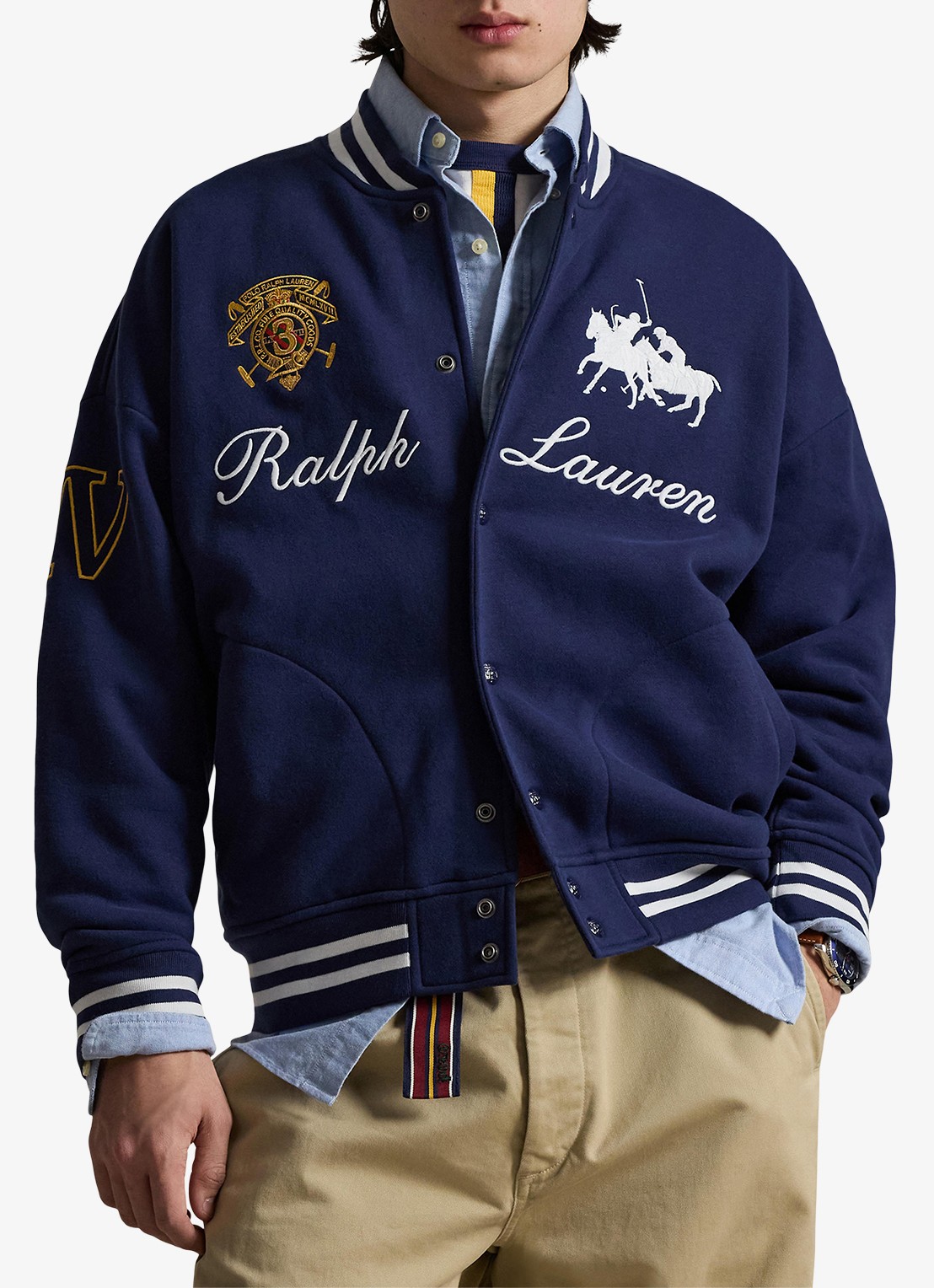 Ralph Lauren Bomberjack met logoborduring - detail 4 newport navy