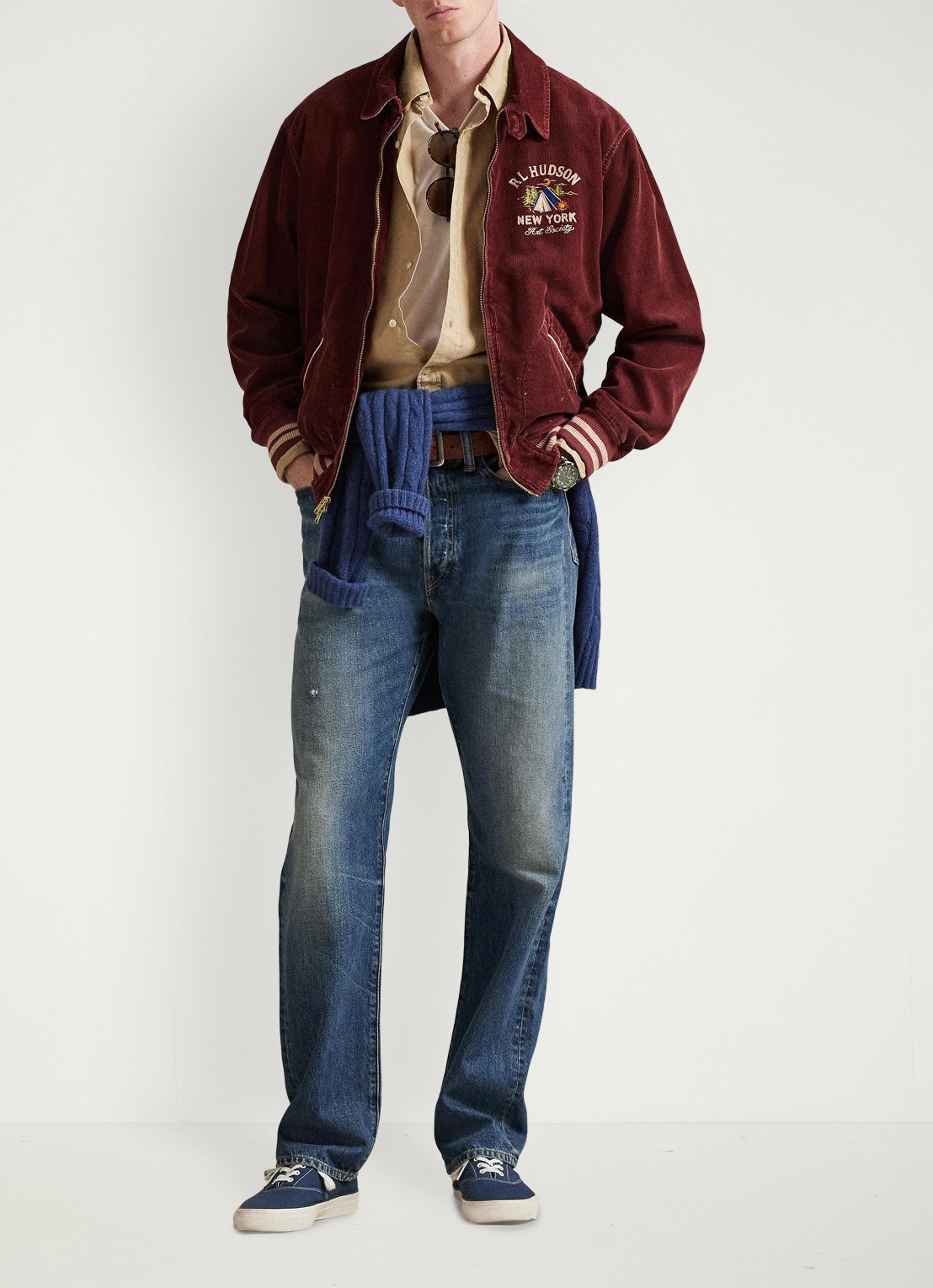 Ralph Lauren Bomberjack met steekzakken - detail pomegranate x / rood