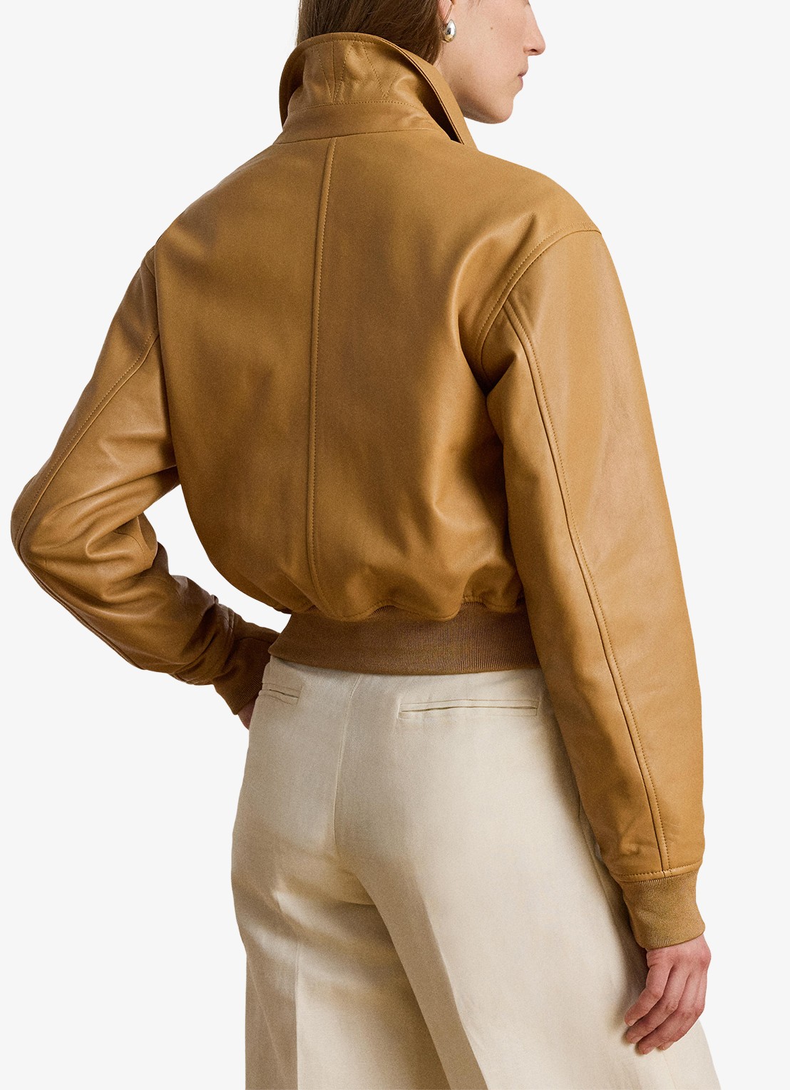 Ralph Lauren Bomberjack van lamsleer met steekzakken - achterkant 5 caramel / beige