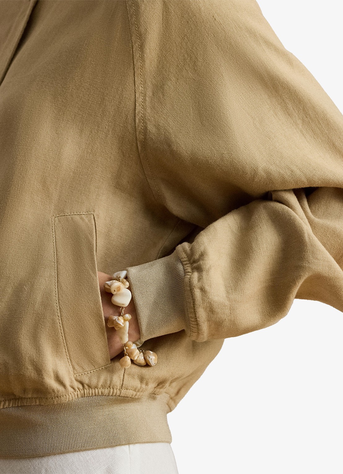 Ralph Lauren Bomberjack van linnen met steekzakken - detail 5 birch tan / beige