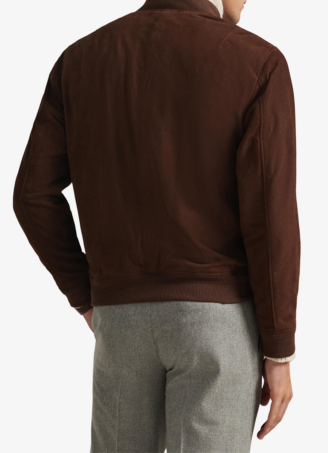 Ralph Lauren Bomberjack van suède met klepzakken - achterkant 5 cooper brown / bruin