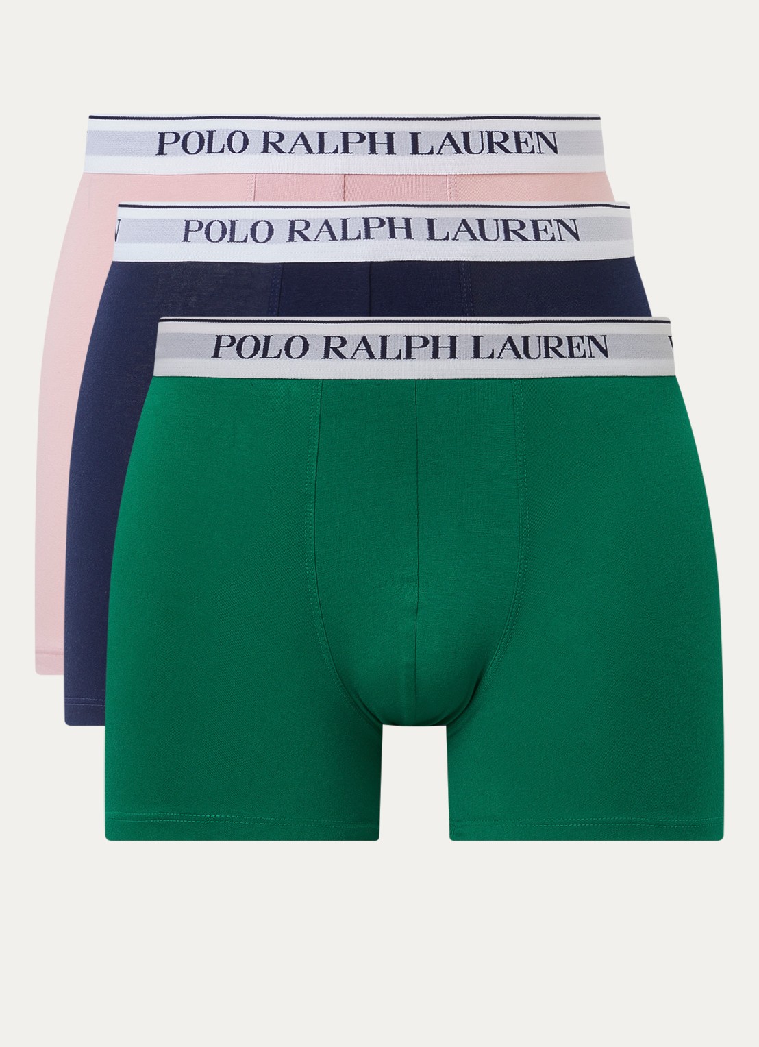 Ralph Lauren Boxer met logoband in 3-pack - voorkant donkergroen
