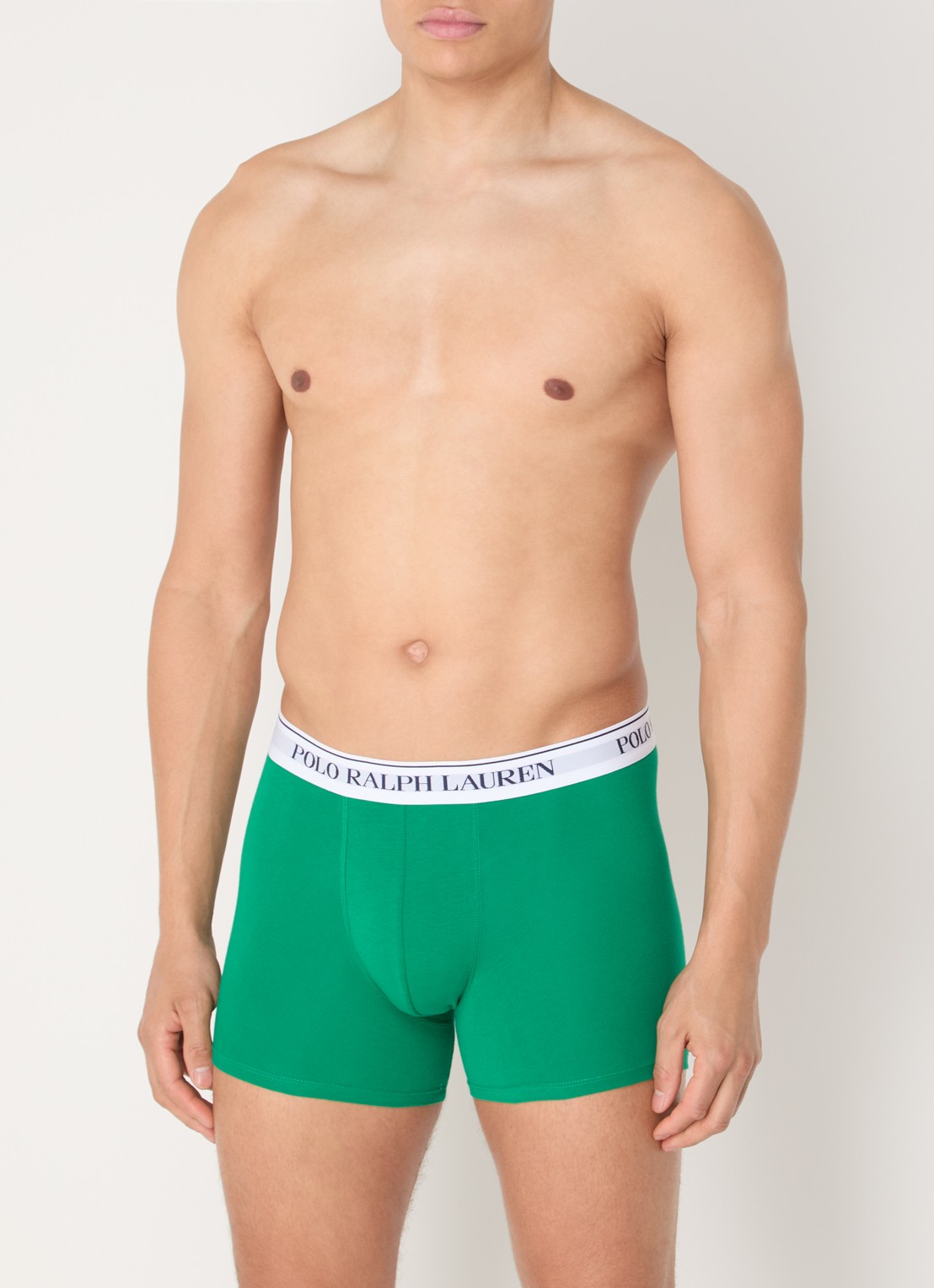 Ralph Lauren Boxer met logoband in 3-pack - voorkant 2 donkergroen