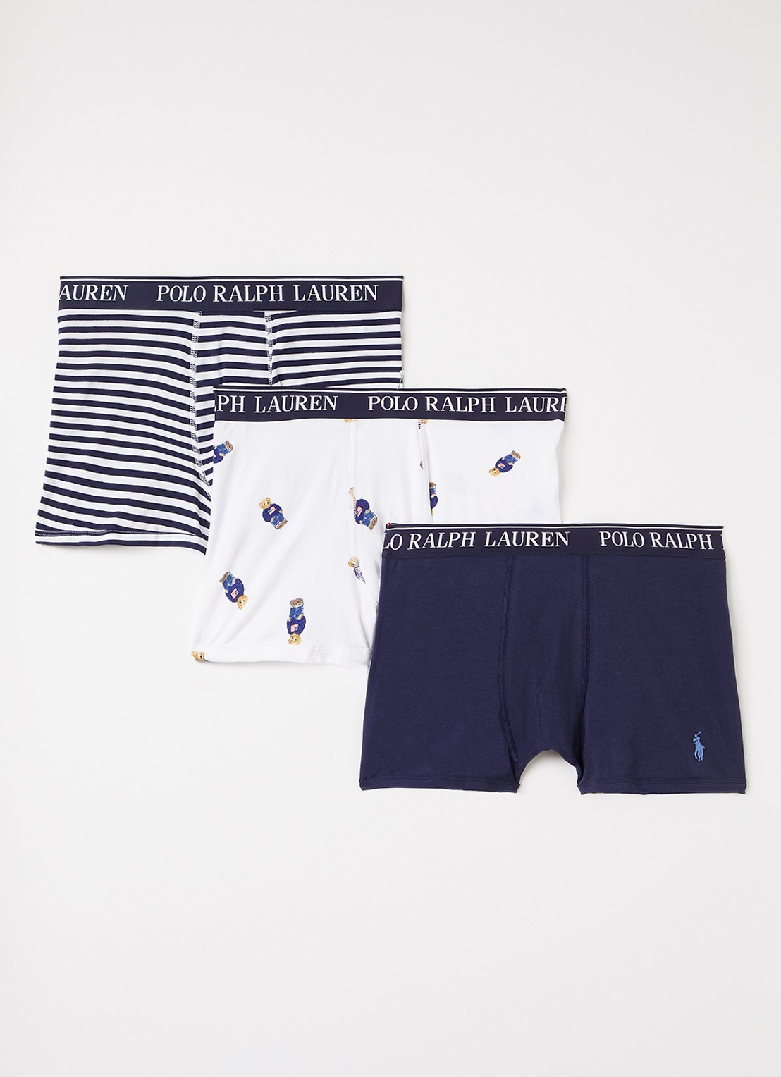 Ralph Lauren Boxer met logoband in 3-pack - voorkant donkerblauw