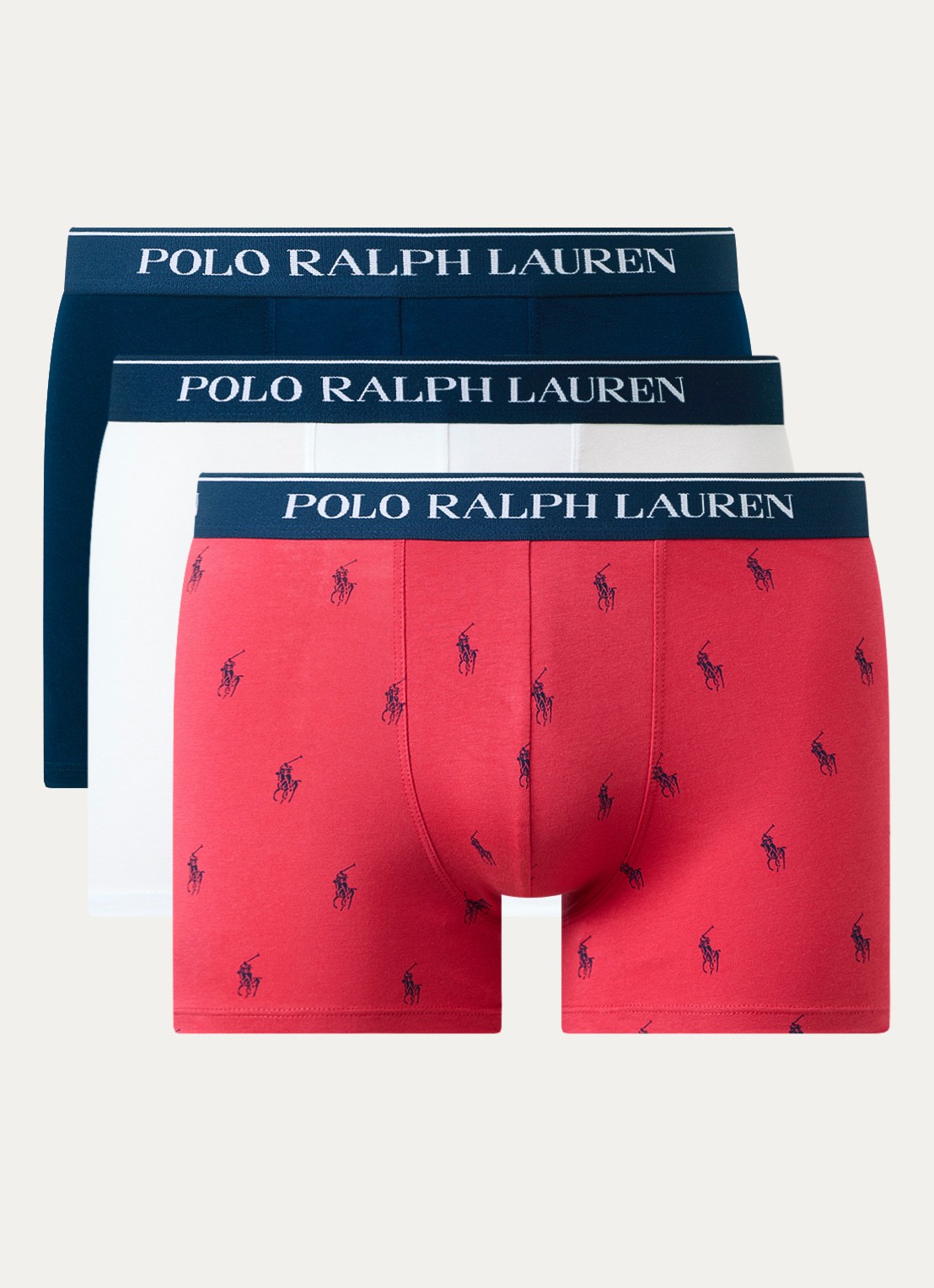 Ralph Lauren Boxershorts met logoband in 3-pack - voorkant 2 rood