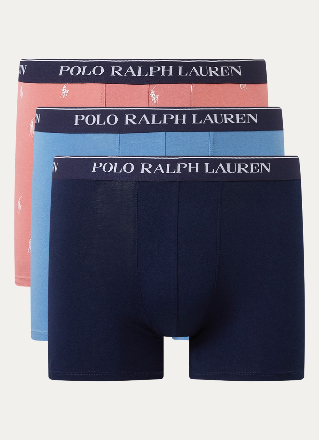Ralph Lauren Boxershorts met logoband in 3-pack - voorkant 2 blauw