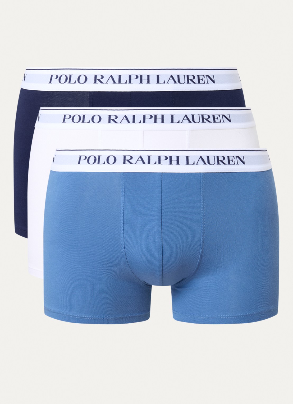 Ralph Lauren Boxershorts met logoband in 3-pack - voorkant 3 staalblauw