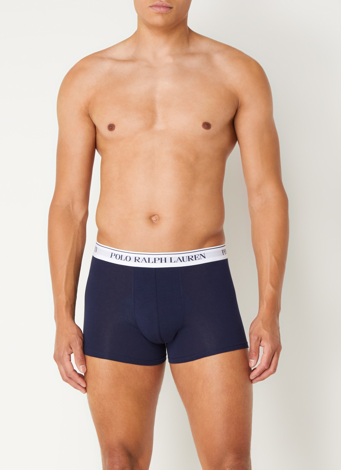 Ralph Lauren Boxershorts met logoband in 3-pack - voorkant 4 staalblauw