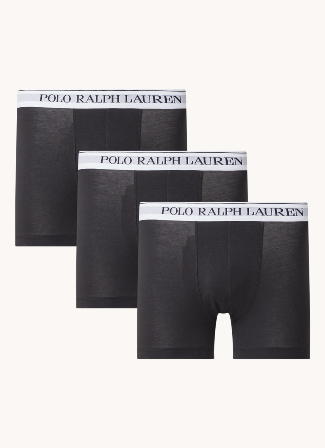 Ralph Lauren Boxershorts met logoband in 3-pack - voorkant diepzwart