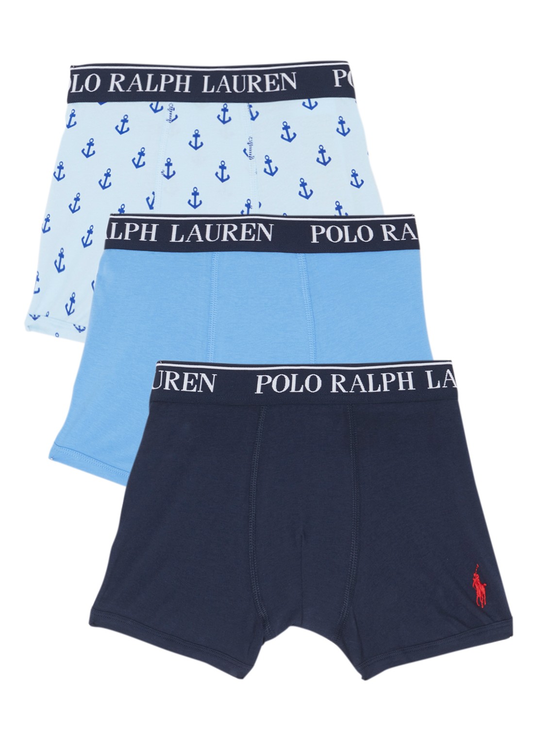 Ralph Lauren Boxershorts met logoband in 3-pack - voorkant lichtblauw