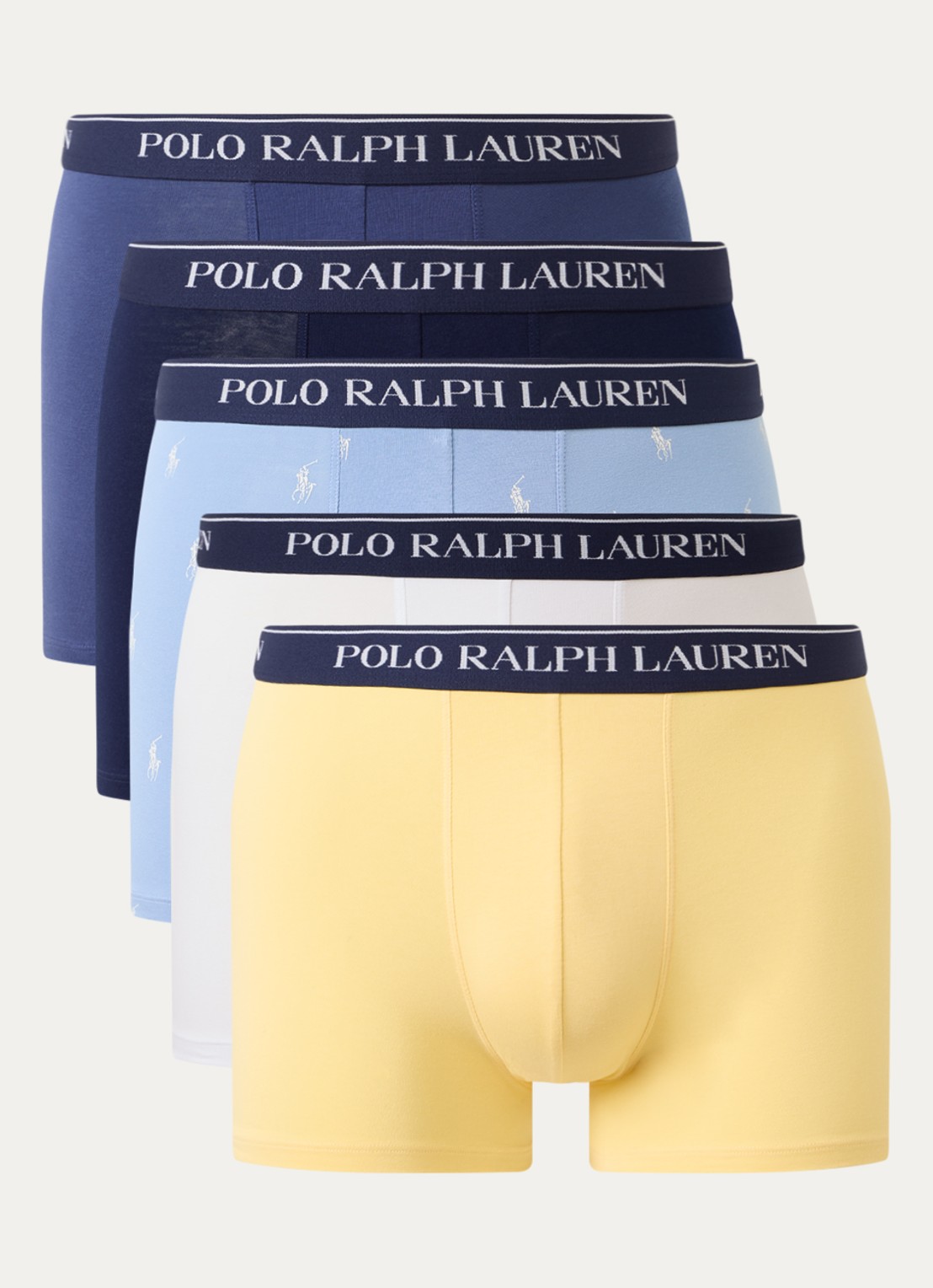 Ralph Lauren Boxershorts met logoband in 5-pack - voorkant beige