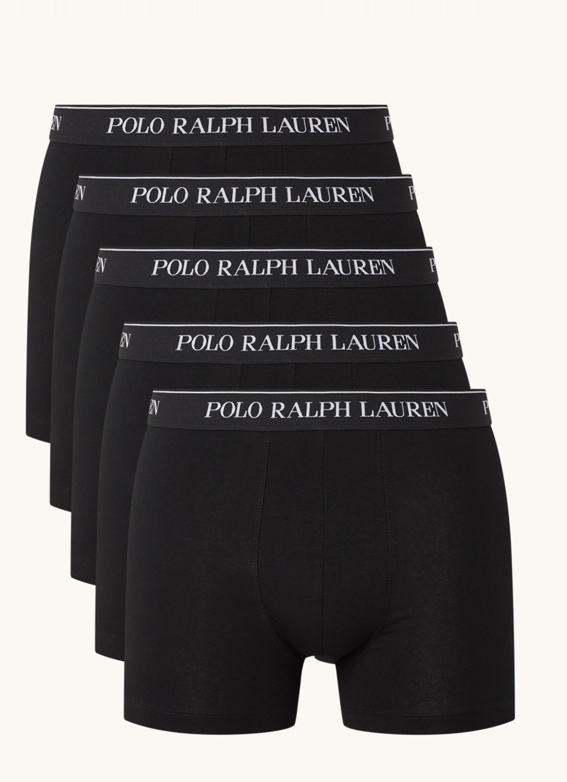 Ralph Lauren Boxershorts met logoband in 5-pack - voorkant zwart