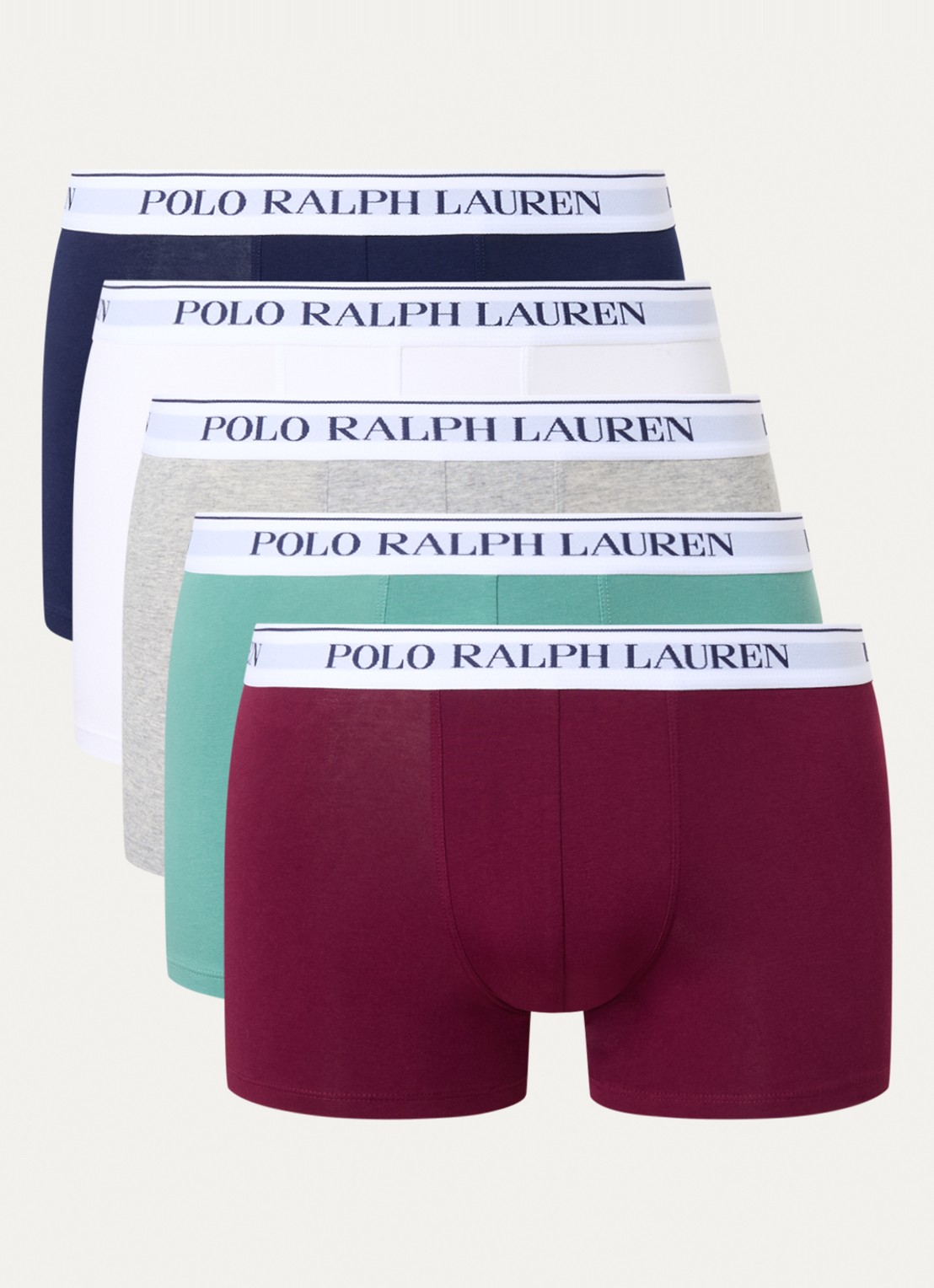 Ralph Lauren Boxershorts met logoband in 5-pack - voorkant 3 grijsmele