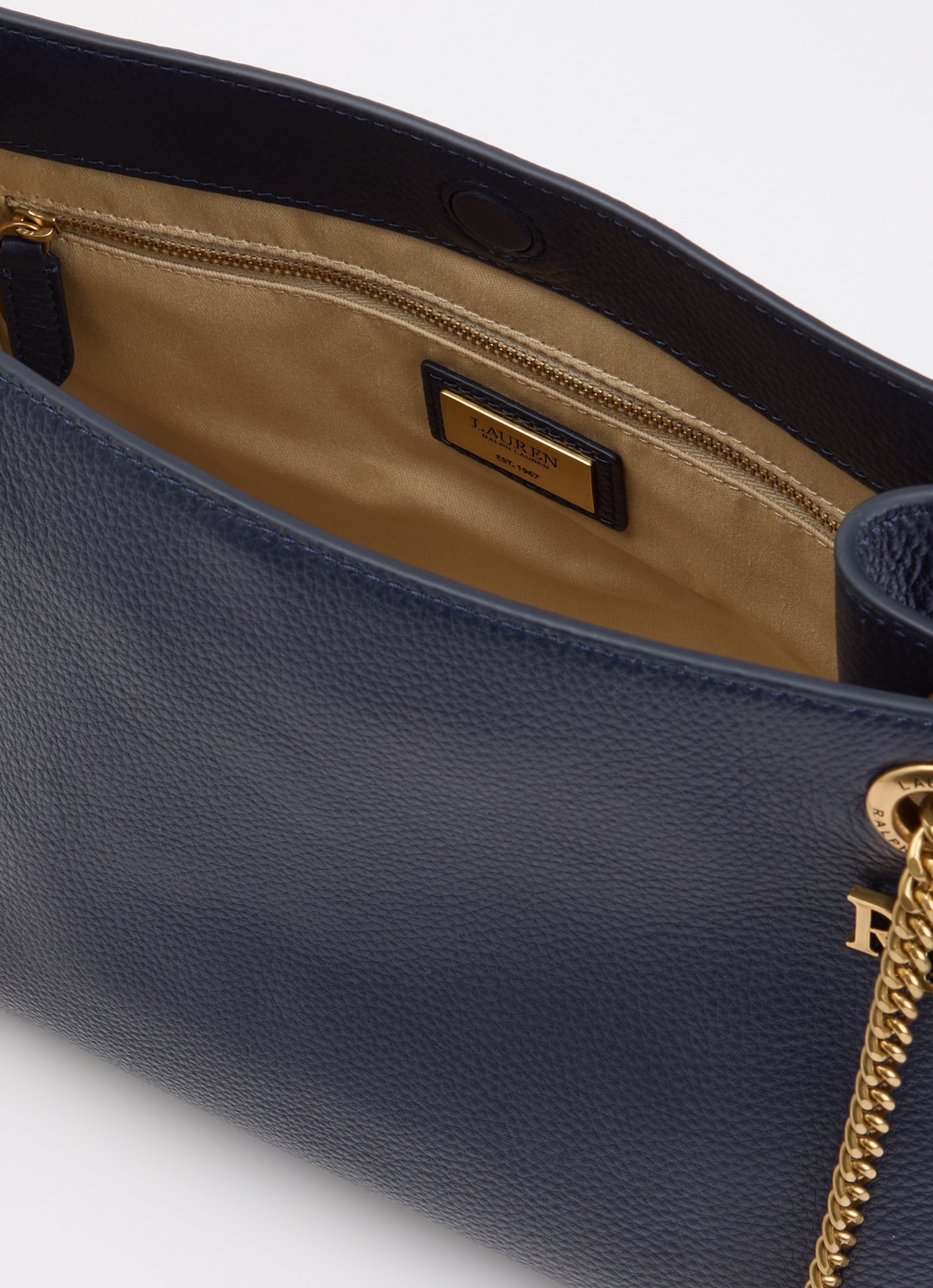 Ralph Lauren Bradley Medium schoudertas van leer - detail 3 donkerblauw