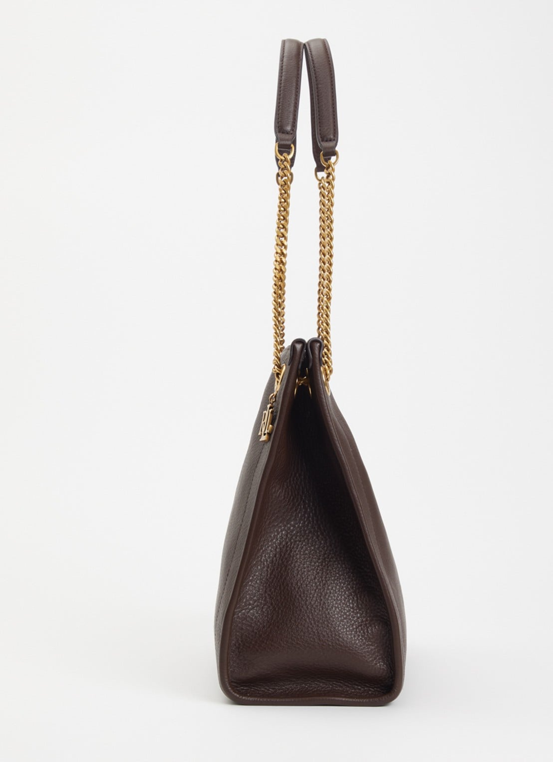 Ralph Lauren Bradley schoudertas van leer - detail 3 chocoladebruin
