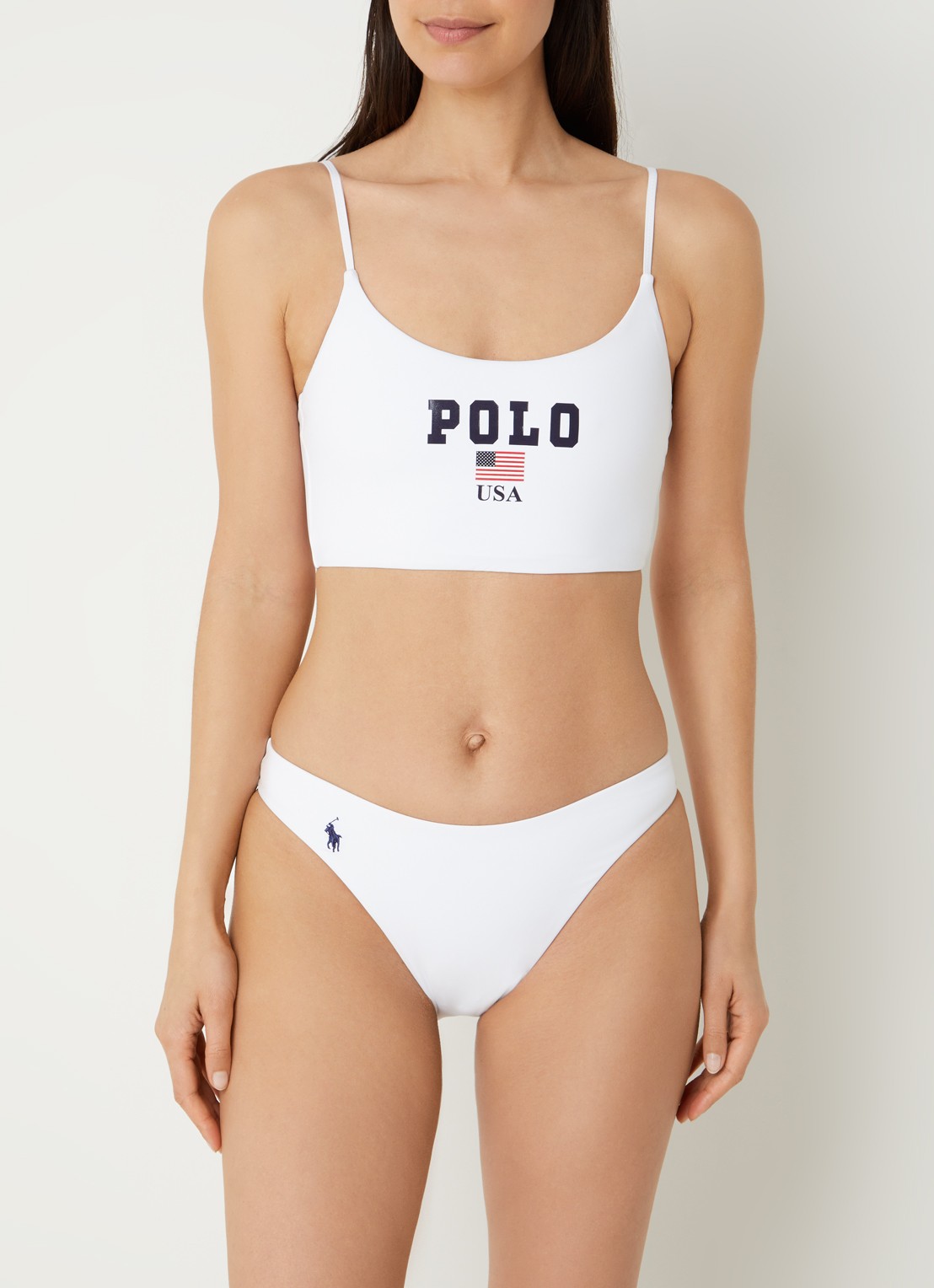 Ralph Lauren Bralette bikinitop met logoprint - detail 4 wit