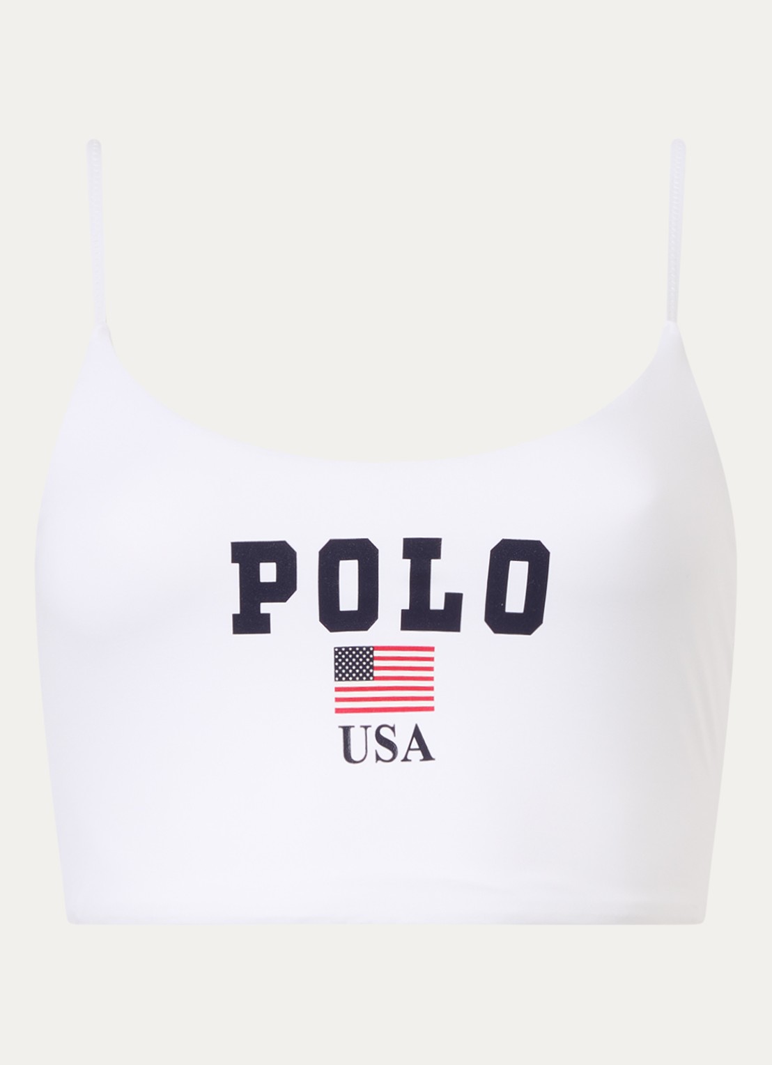 Ralph Lauren Bralette bikinitop met logoprint - voorkant wit