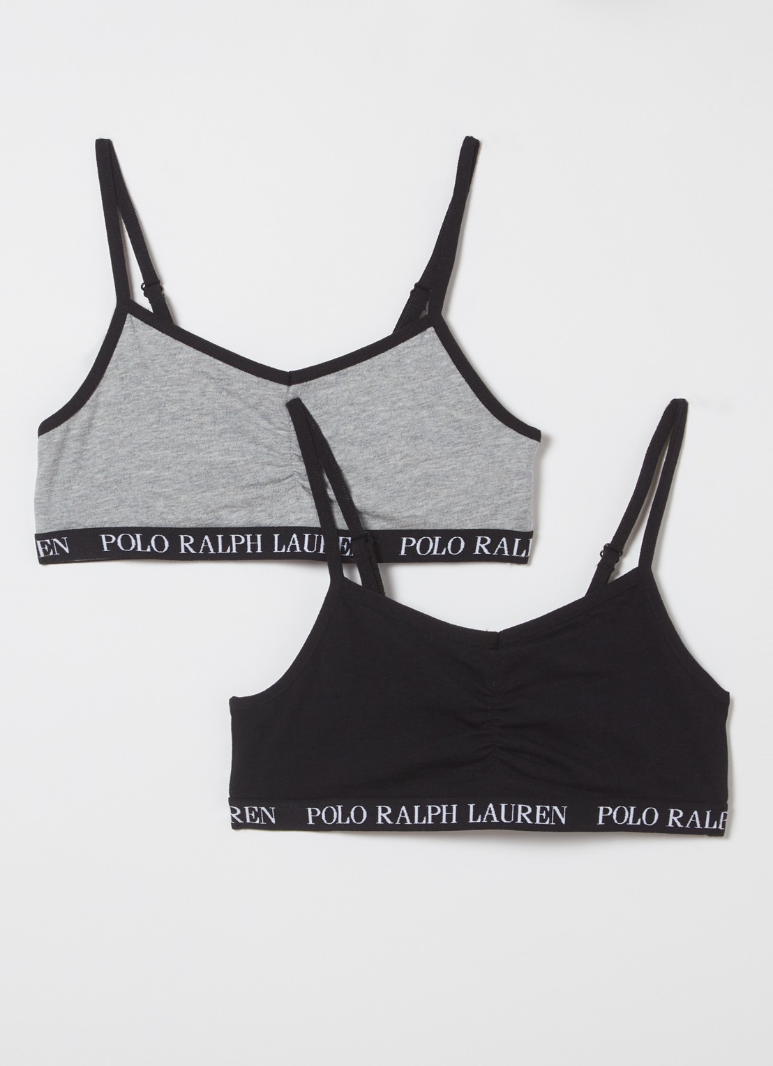 Ralph Lauren Bralette met logoband in 2-pack - voorkant zwart