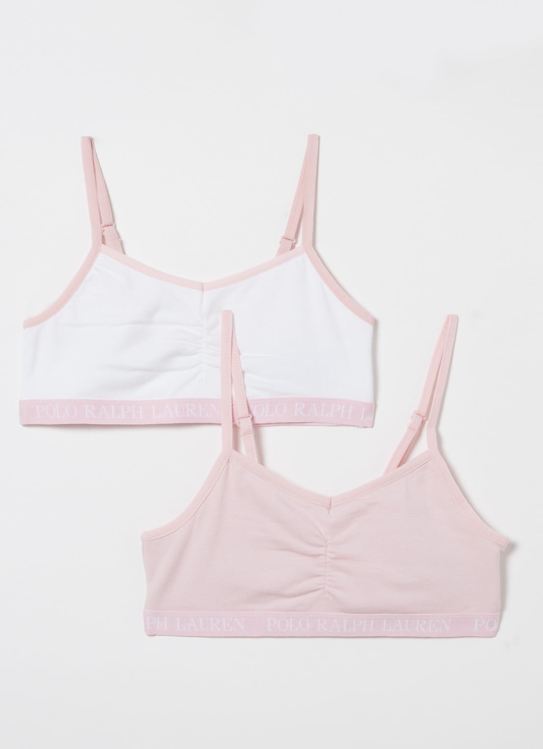 Ralph Lauren Bralette met logoband in 2-pack - voorkant roze
