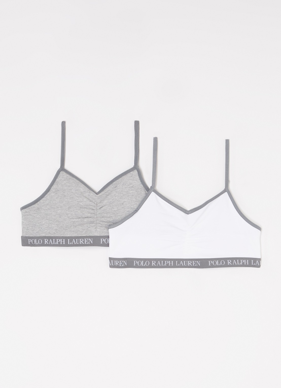 Ralph Lauren Bralette met logoband in 2-pack - voorkant grijs