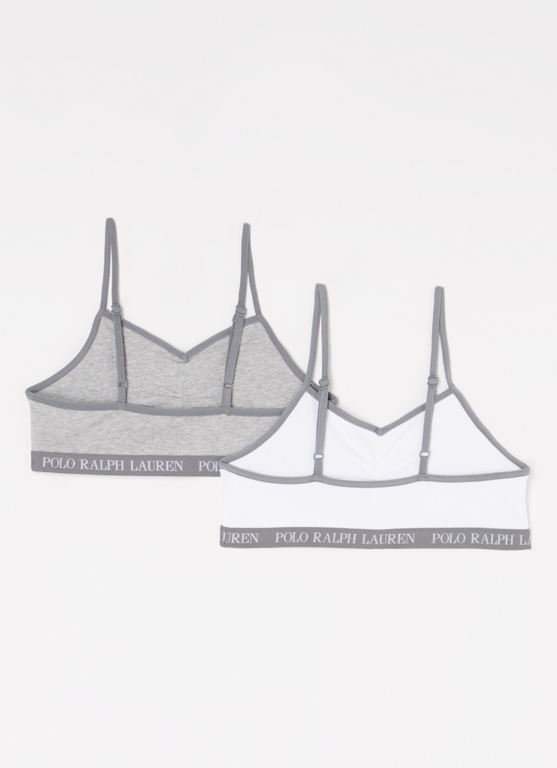 Ralph Lauren Bralette met logoband in 2-pack - voorkant 2 grijs