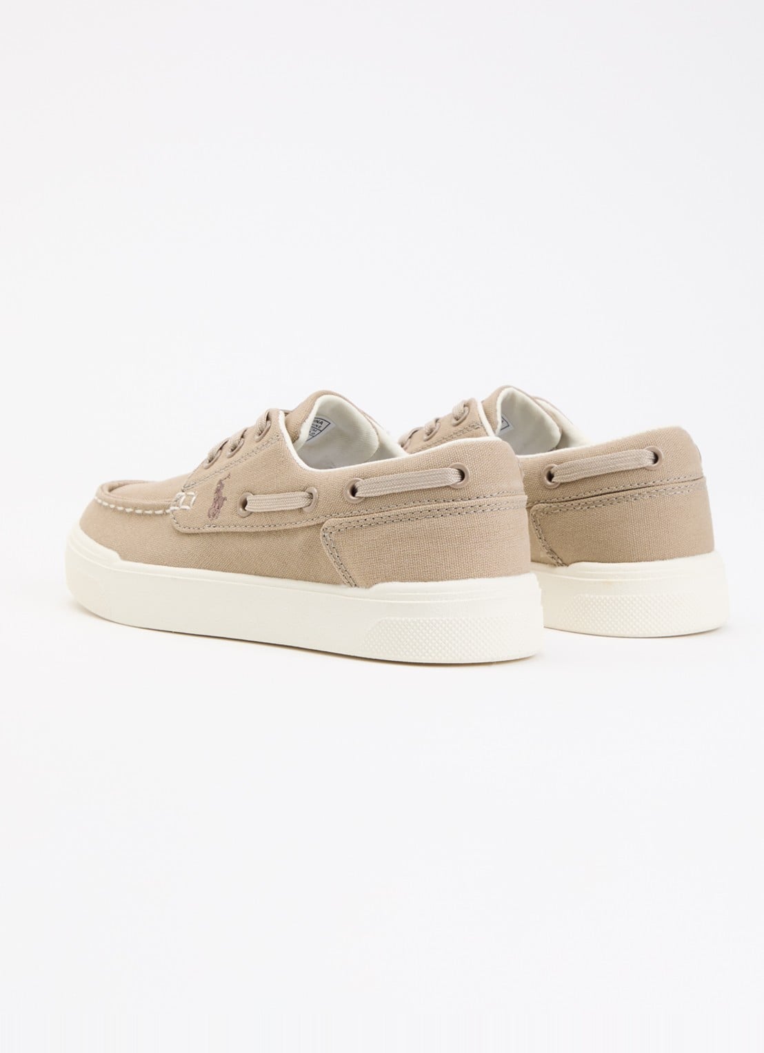 Ralph Lauren Briar Boat bootschoen van canvas met logo - achterkant lichtbruin