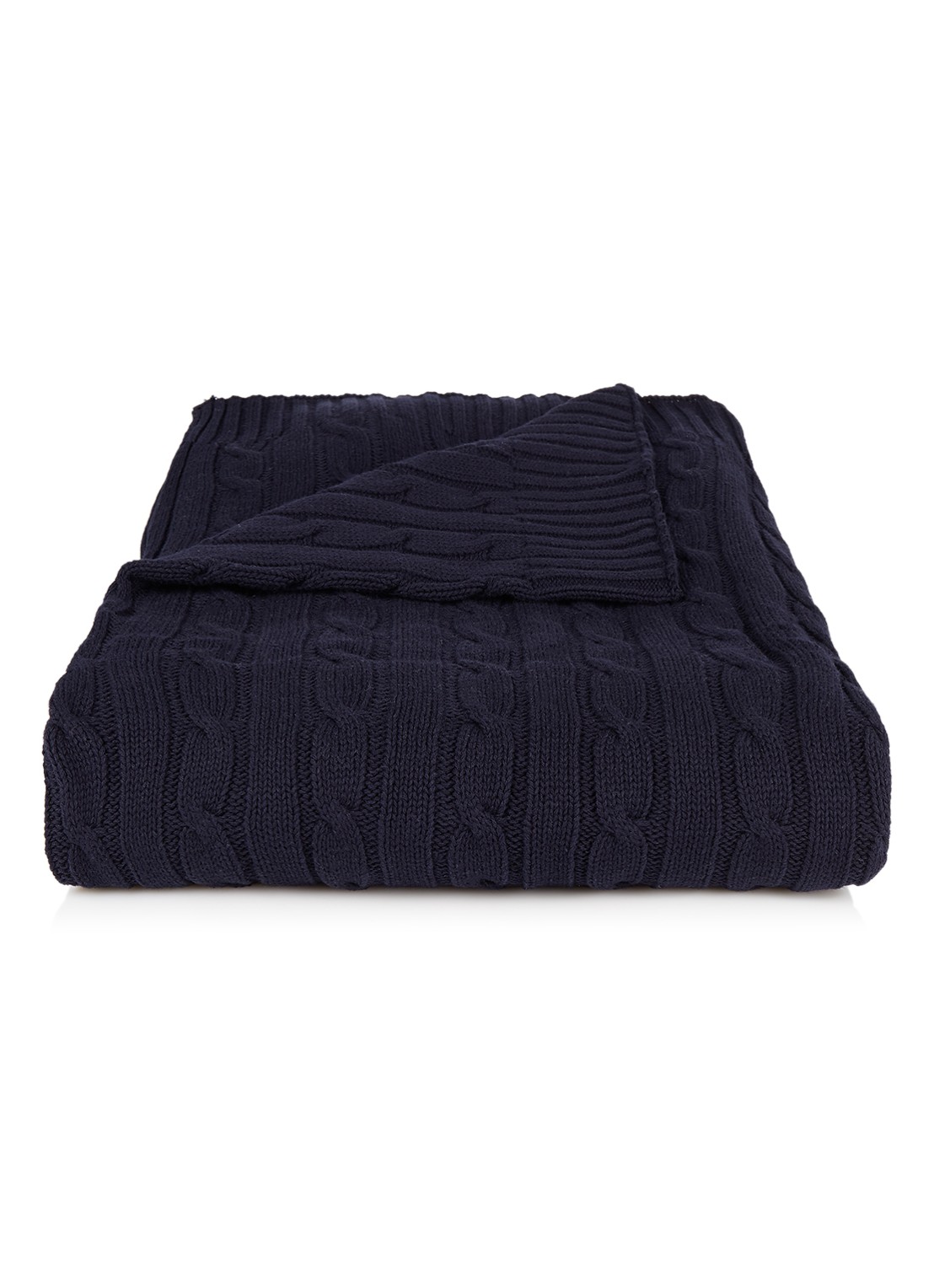Ralph Lauren Cable plaid 127 x 178 cm - voorkant blauw