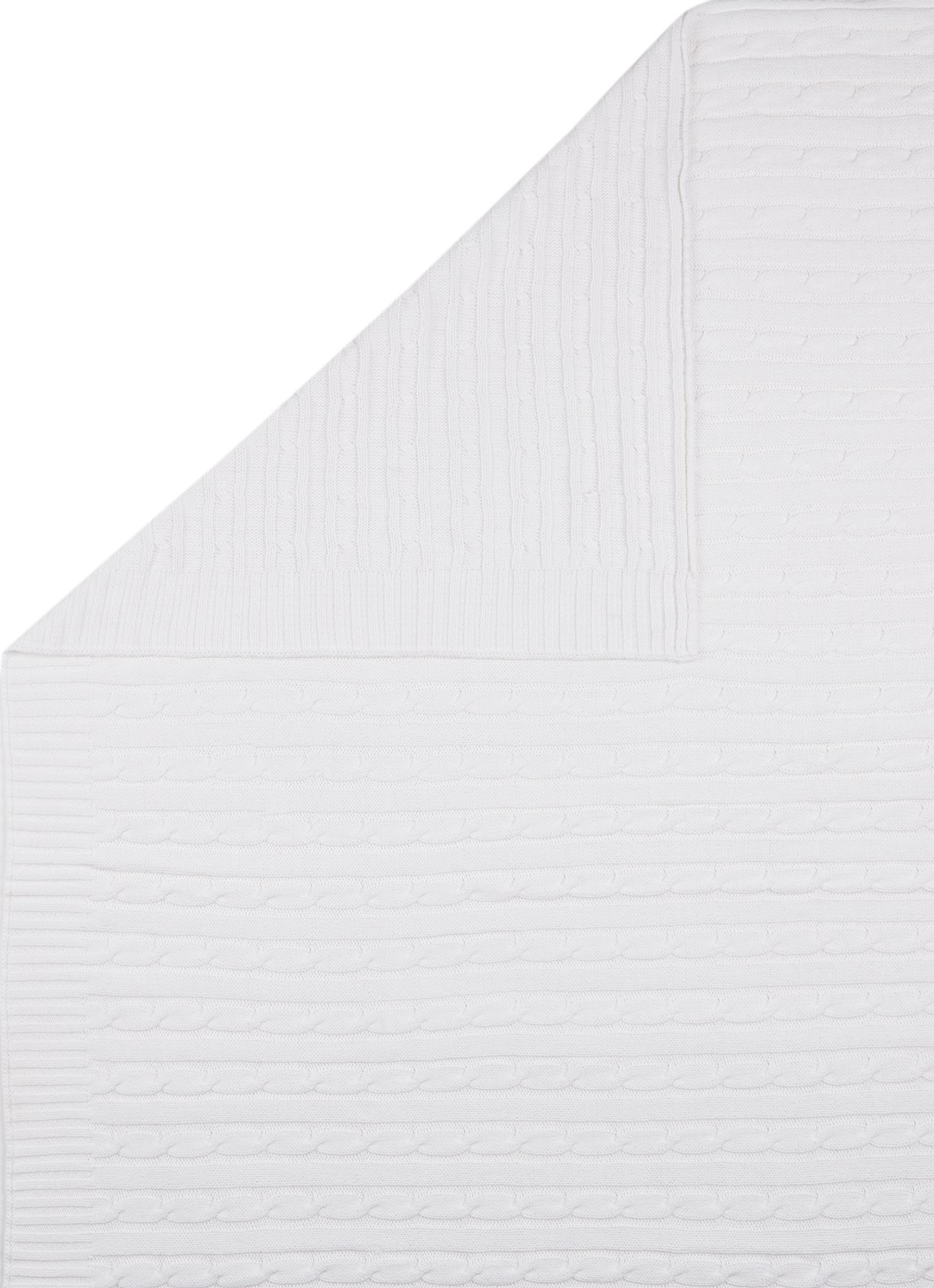 Ralph Lauren Cable plaid van katoen 127 x 177 cm - detail wit