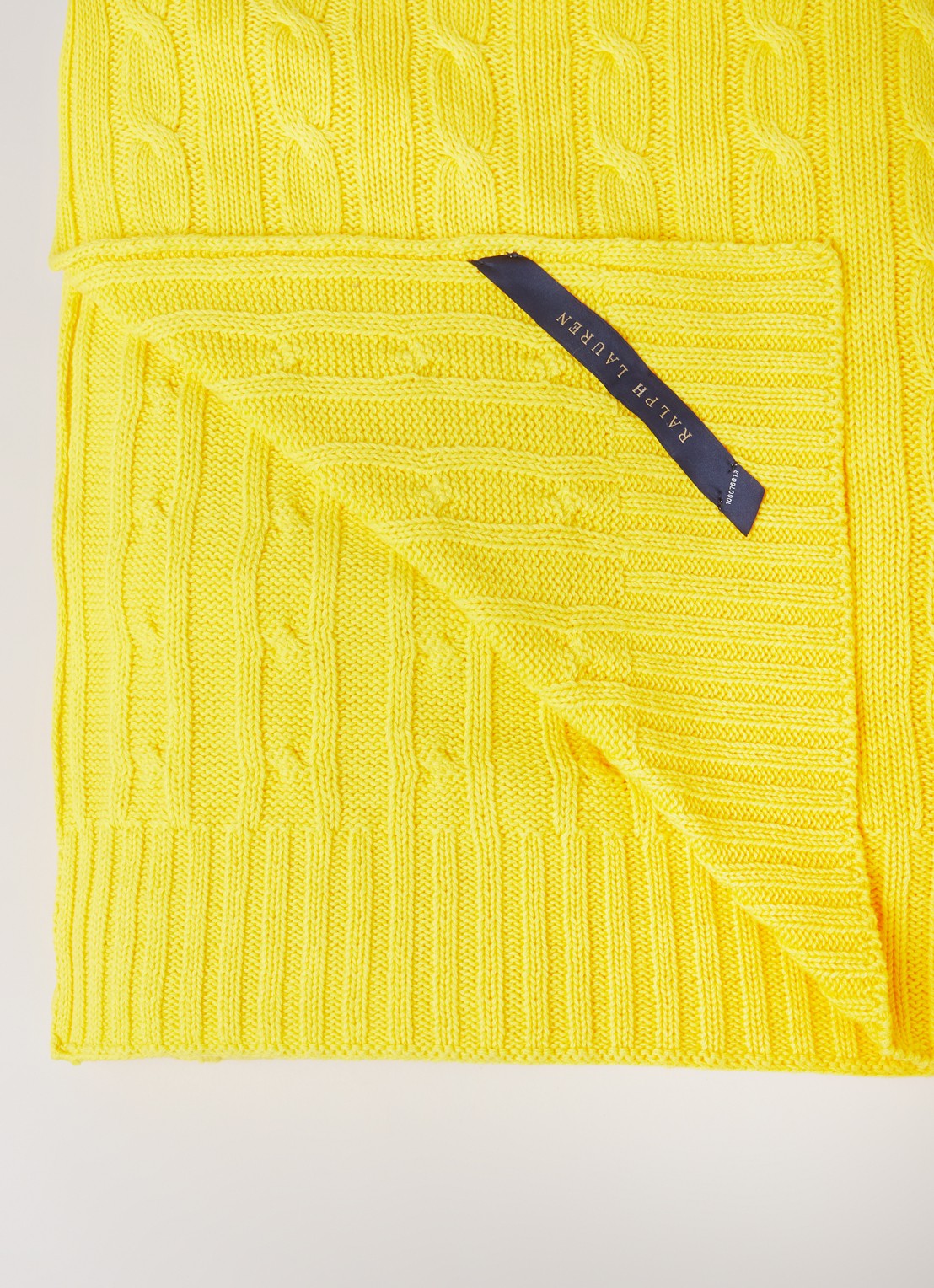 Ralph Lauren Cable plaid van katoen 127 x 177 cm - detail 2 geel