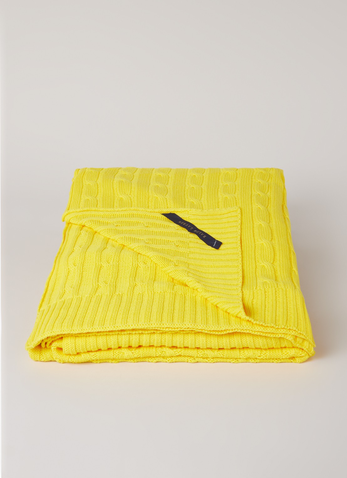 Ralph Lauren Cable plaid van katoen 127 x 177 cm - voorkant 4 geel
