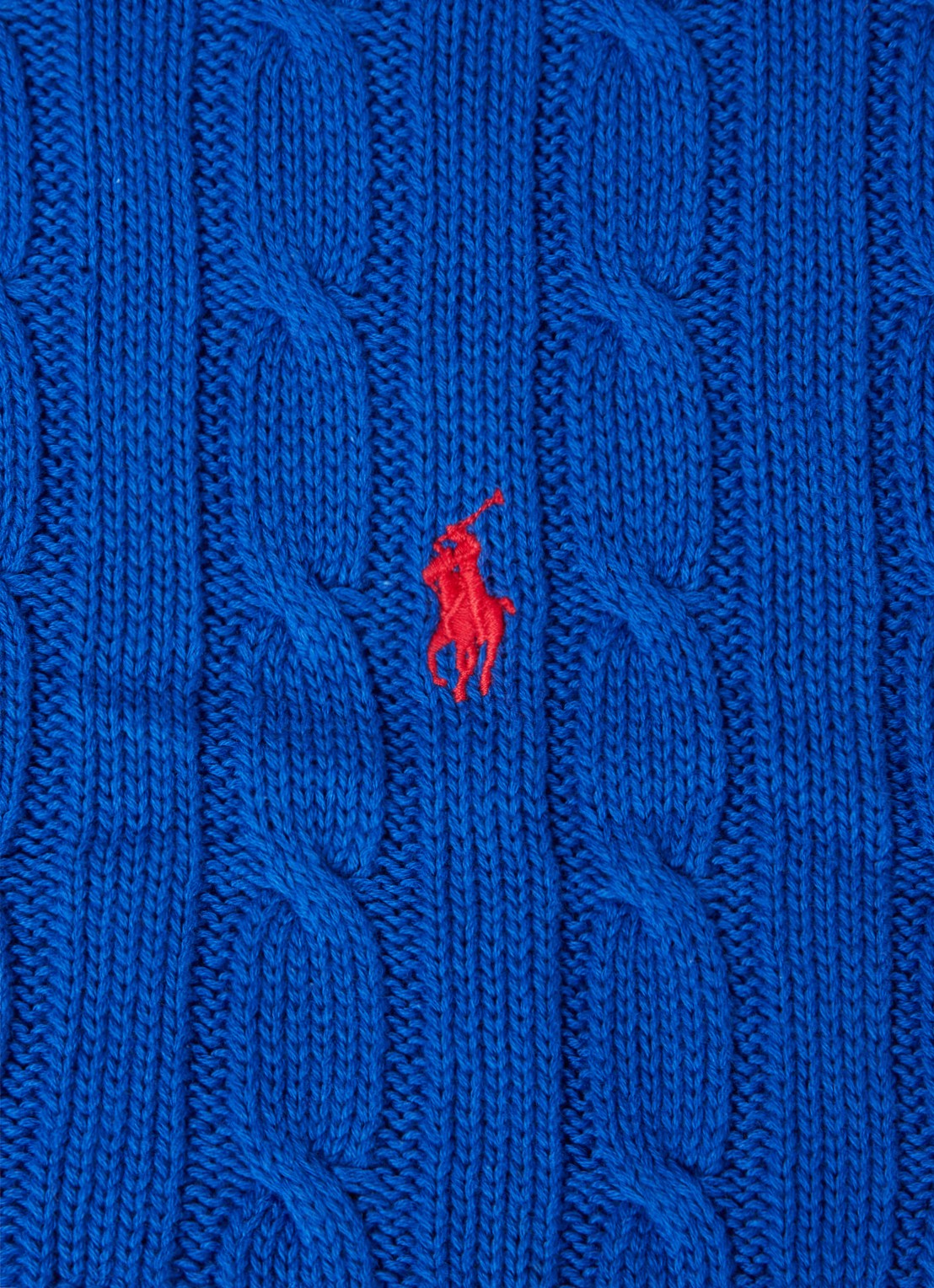 Ralph Lauren Cable plaid van katoen 127 x 177 cm - detail 3 kobaltblauw