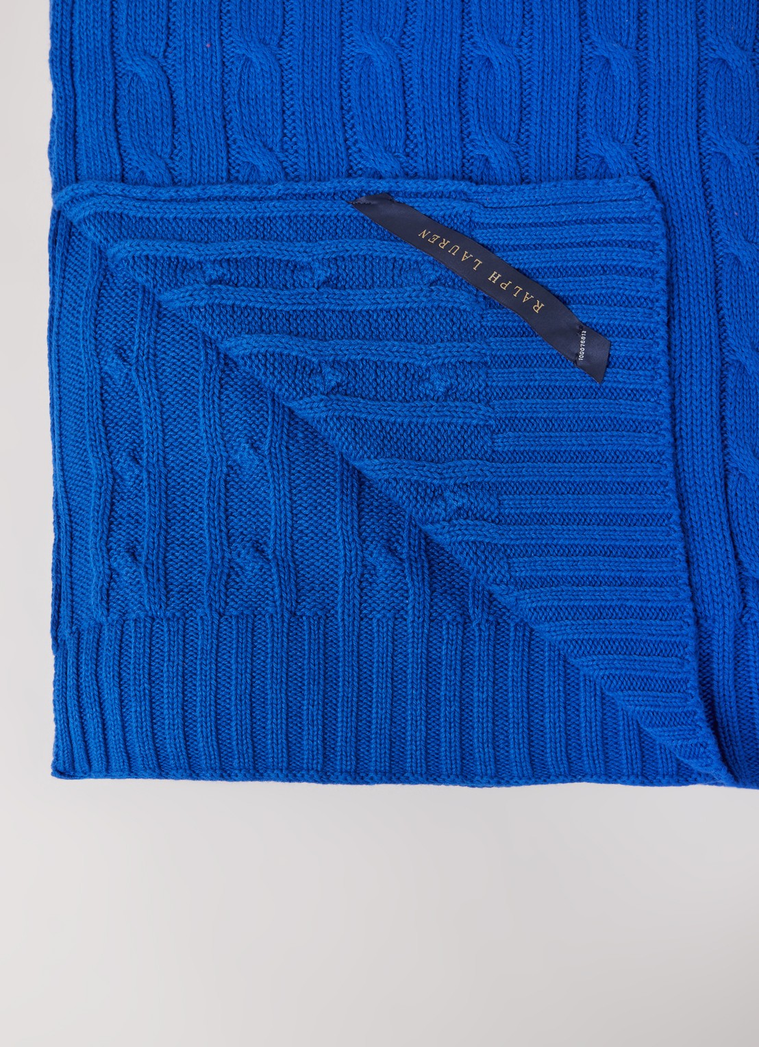 Ralph Lauren Cable plaid van katoen 127 x 177 cm - detail 4 kobaltblauw