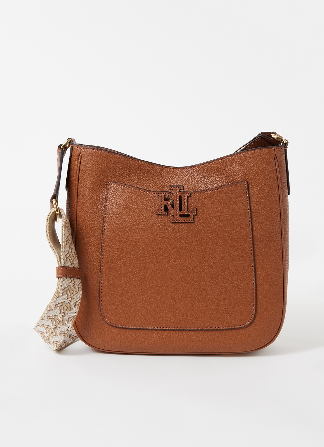Ralph Lauren Cameryn Medium crossbodytas van leer - voorkant 2 cognac