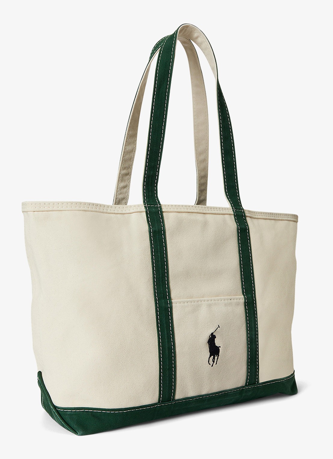 Ralph Lauren Canvas draagtas met Big Pony - detail 2 cream/green / crème