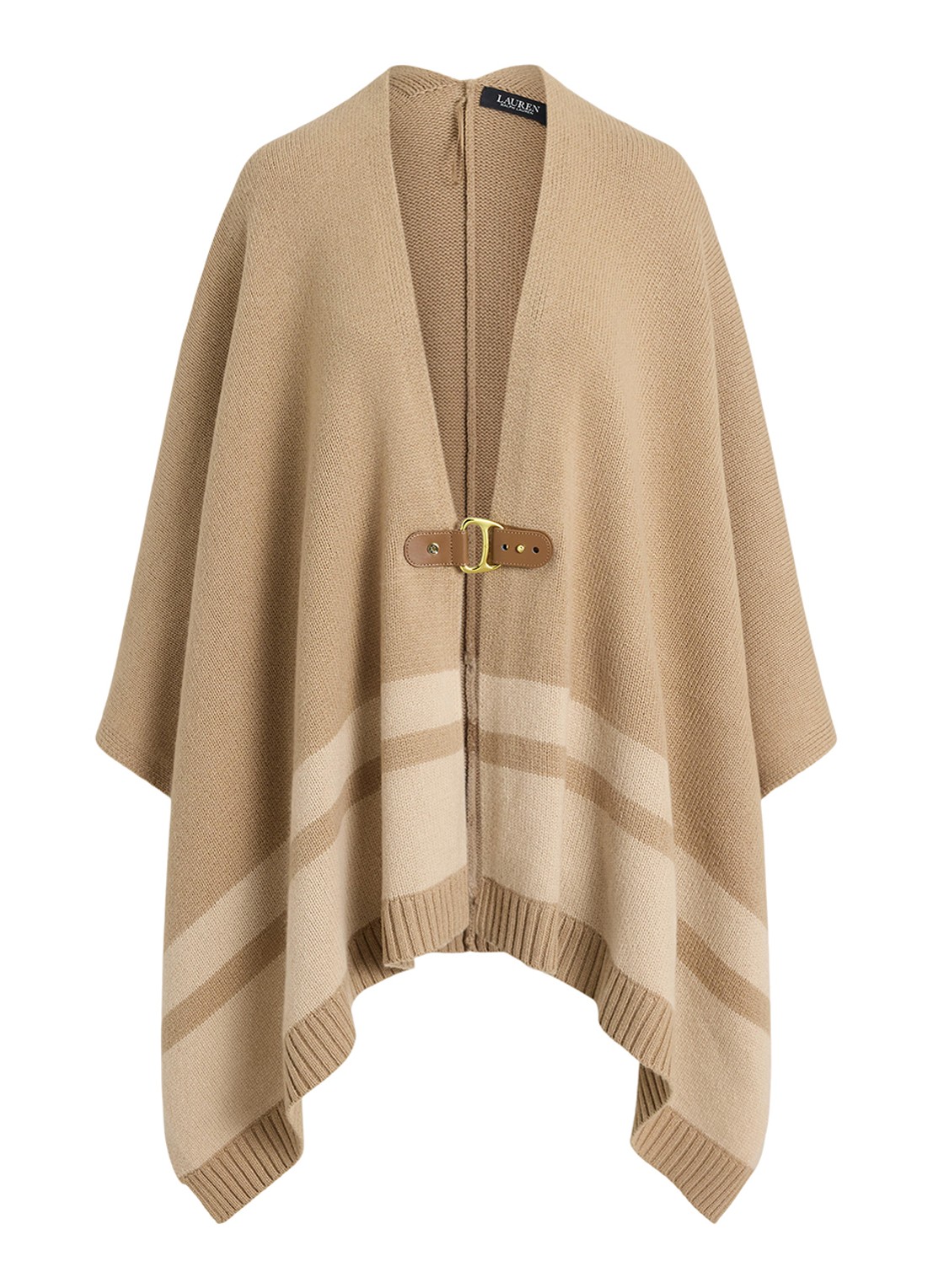 Ralph Lauren Cape met gespdetail - voorkant 2 camel multi / beige