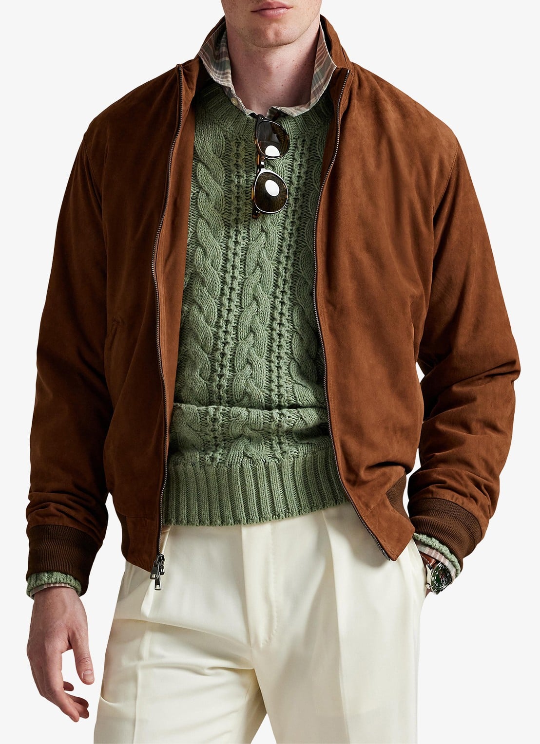 Ralph Lauren Charleton jack van geitensuède met opstaande kraag - detail 4 pale russet / roestbruin