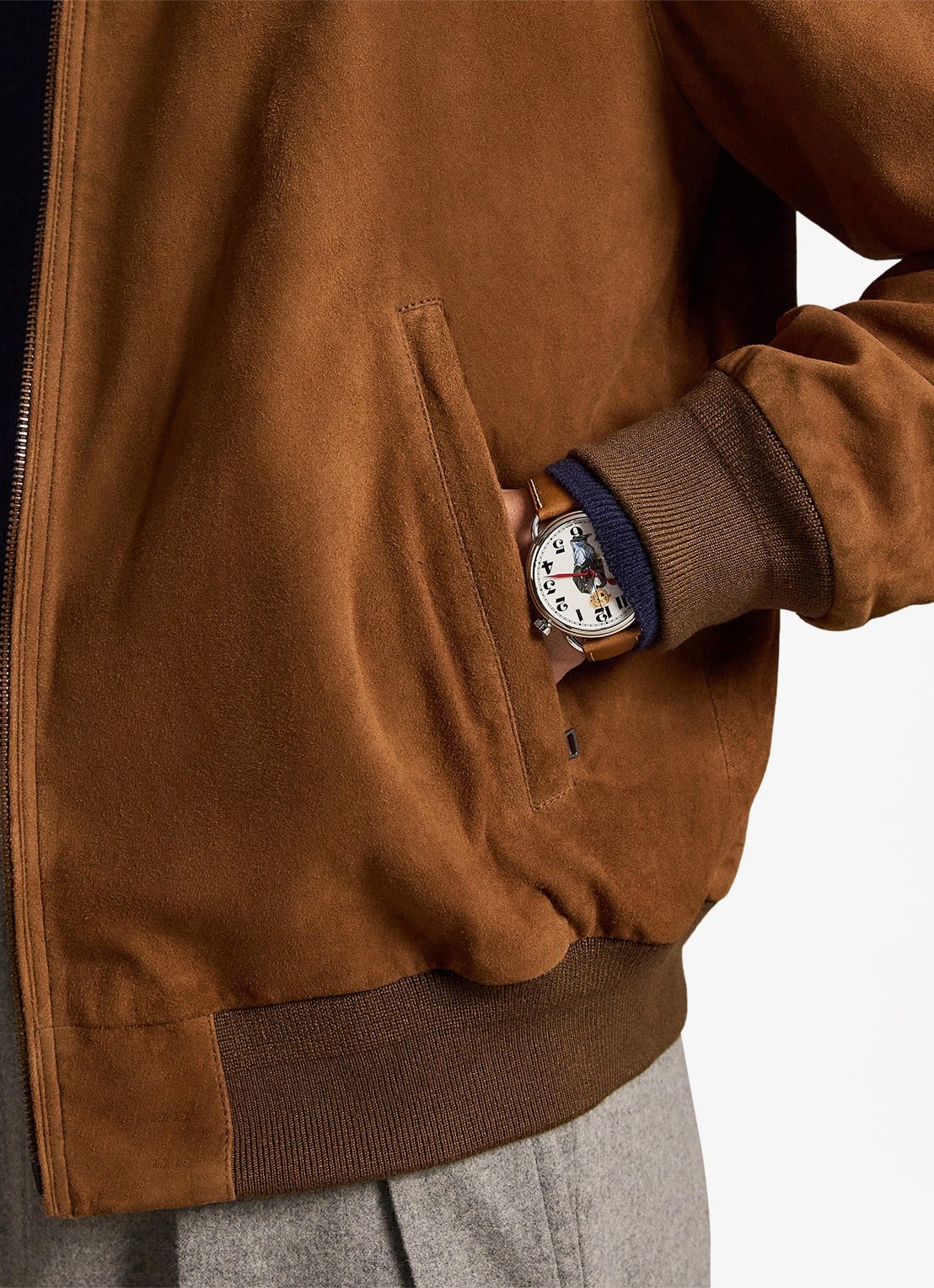 Ralph Lauren Charleton jack van geitensuède met opstaande kraag - detail 5 pale russet / roestbruin