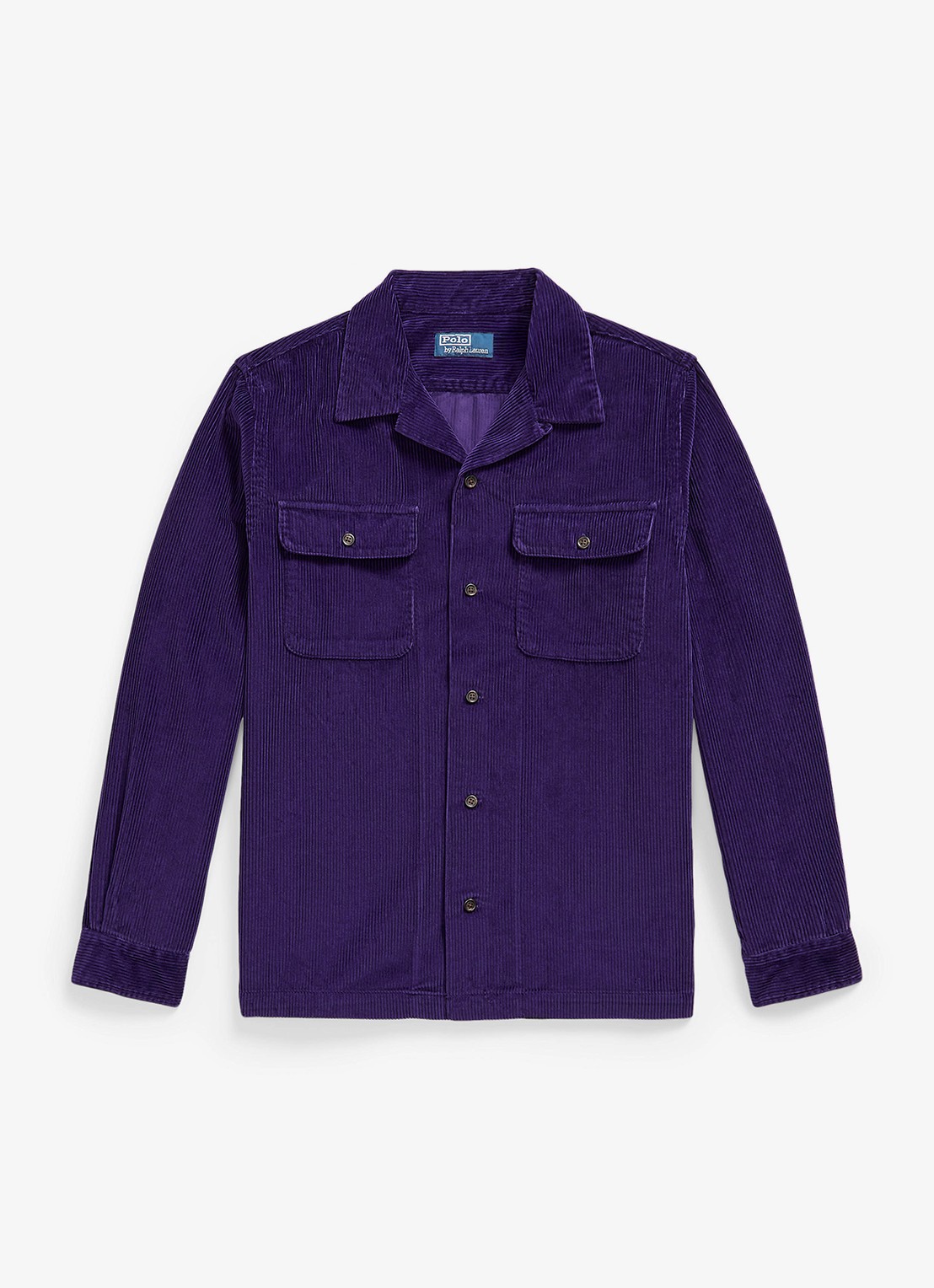 Ralph Lauren Classic corduroy overhemd met kraag - voorkant paars