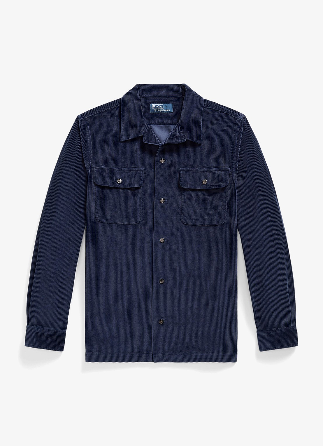 Ralph Lauren Classic corduroy overhemd met kraag - voorkant donkerblauw