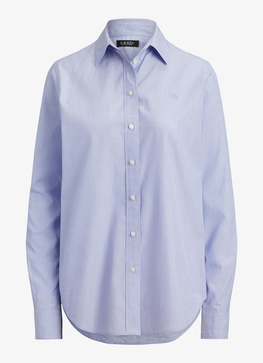 Ralph Lauren Classic fit blouse met logoborduring - voorkant 3 lichtblauw
