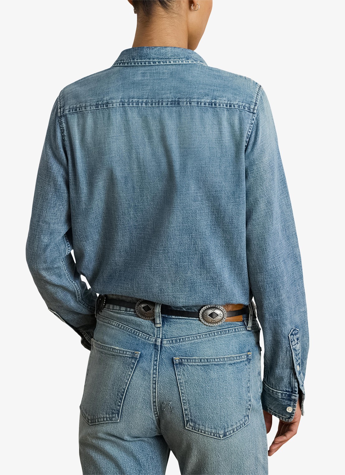 Ralph Lauren Classic fit blouse van denim met logoborduring - achterkant 4 indigo