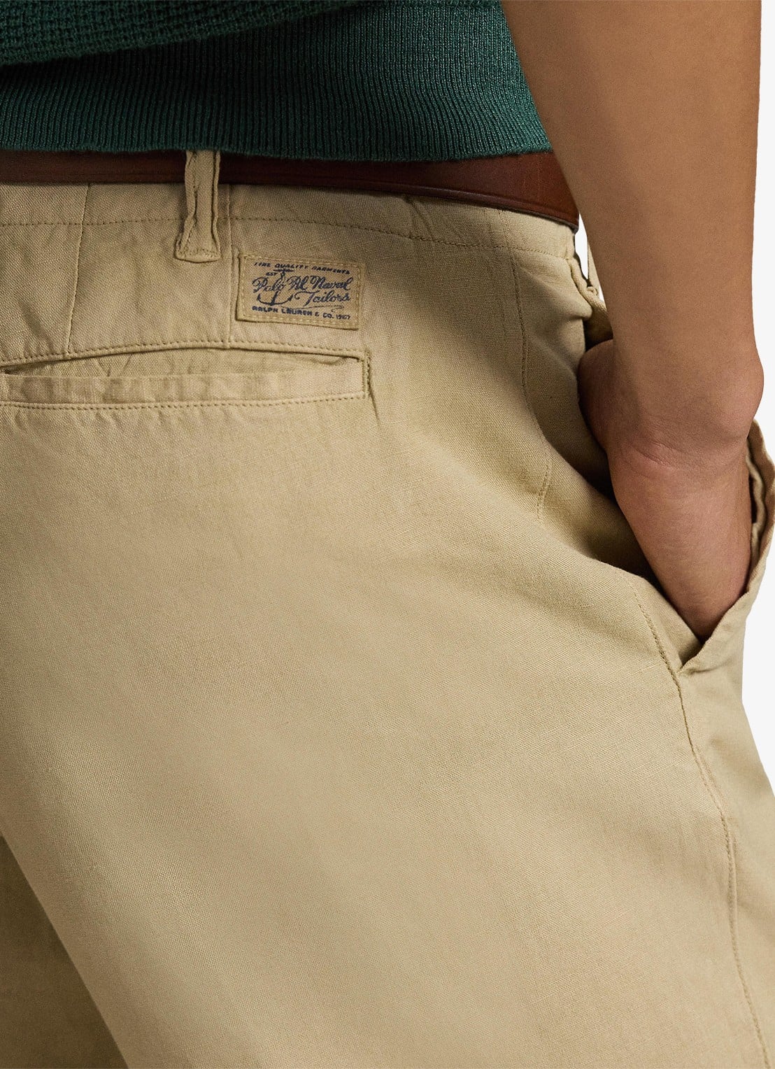 Ralph Lauren Classic fit korte broek in linnenblend - detail 2 coastal beige / beige