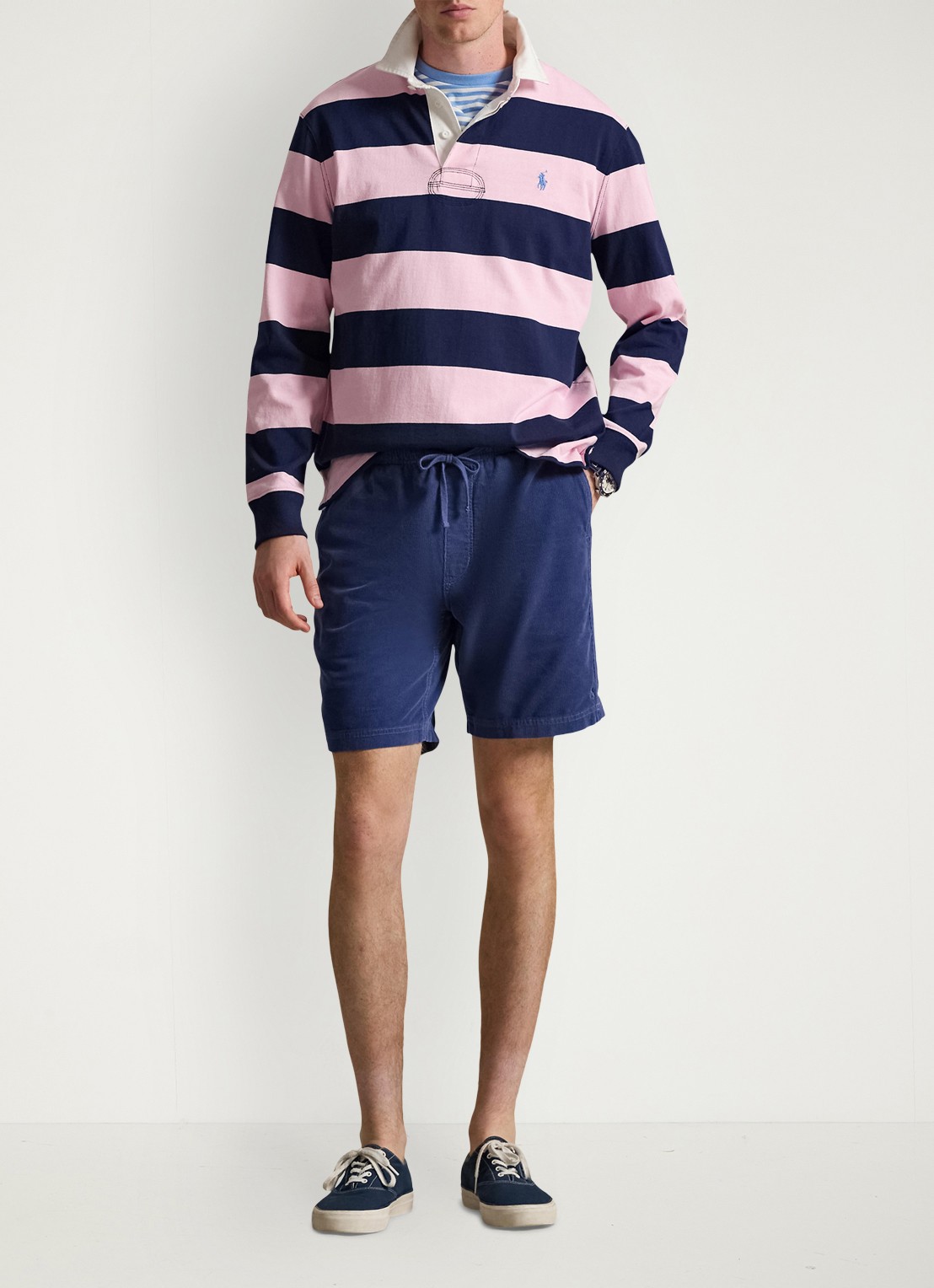 Ralph Lauren Classic fit korte broek van corduroy - voorkant 2 old royal-305i