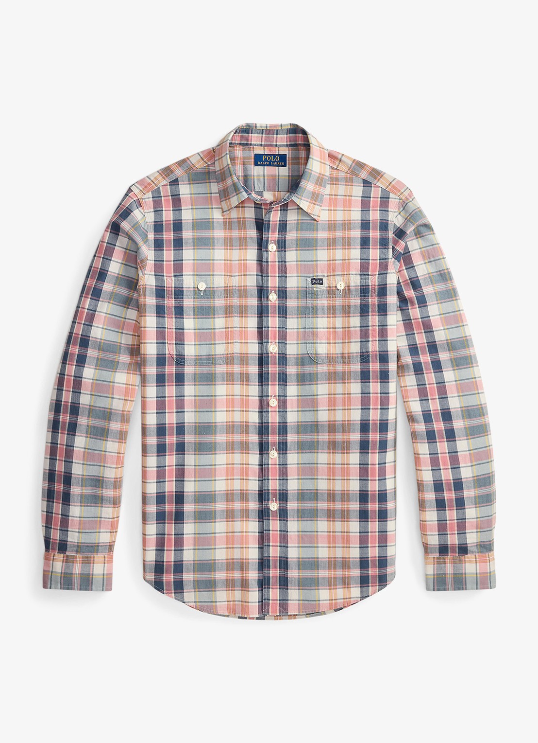 Ralph Lauren Classic fit madras overhemd met ruitprint - voorkant 2 grey navy multi / grijs
